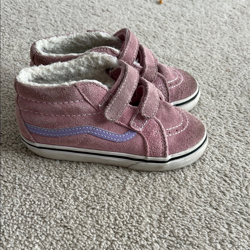 Vans Pink and Purple High-Top Sneakers with Velcro Straps
